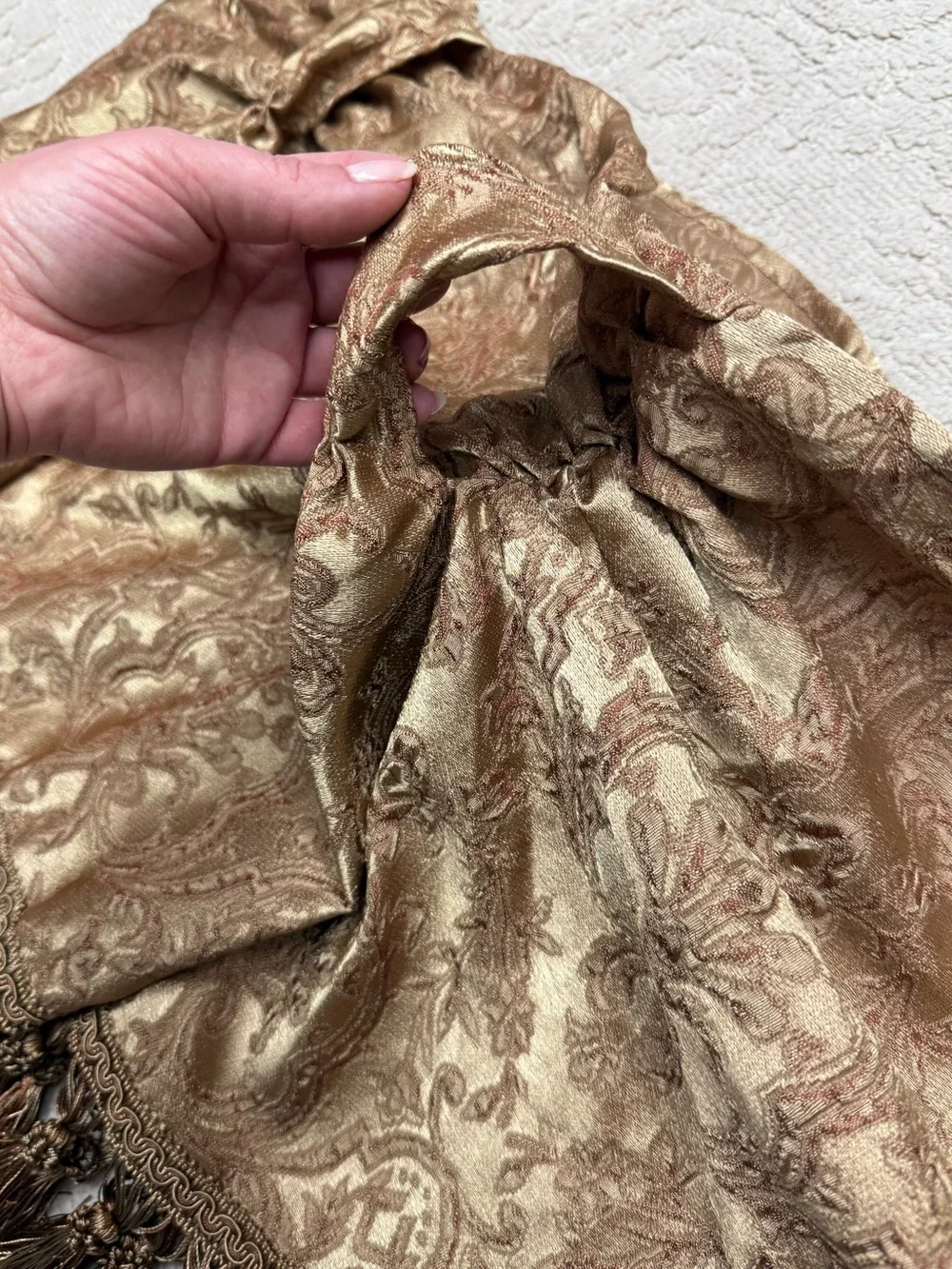 Gold Tassel Paisley Window Valance Elegant Window Treatment, Vintage Gold Tassel